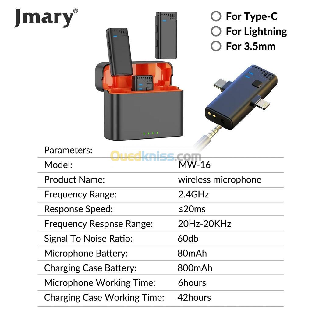 JMARY Microphone Sans-Fil MW-16 (2-TX)