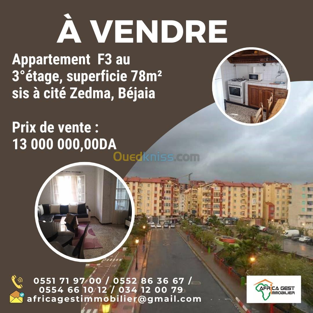 Vente Appartement F3 Béjaïa Bejaia