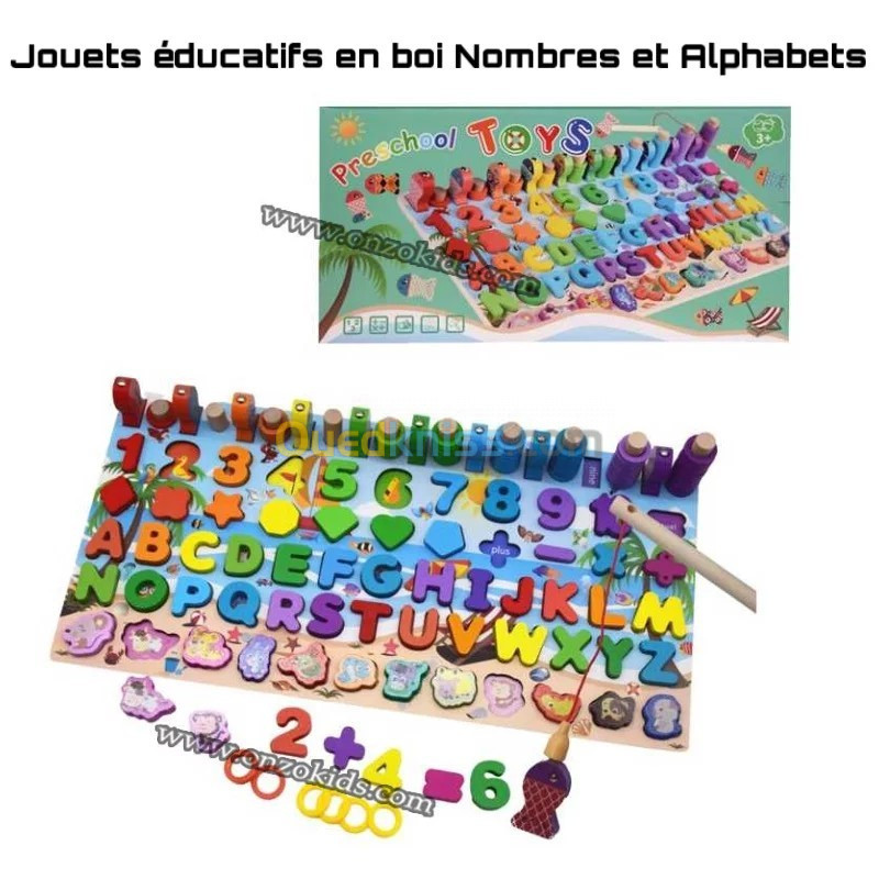 jeux éducatif  Jouets éducatifs en boi Nombres et Alphabets