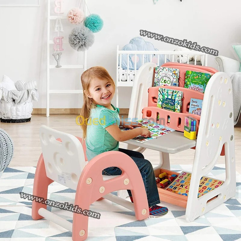 Bibliothèque enfants avec planche à dessin