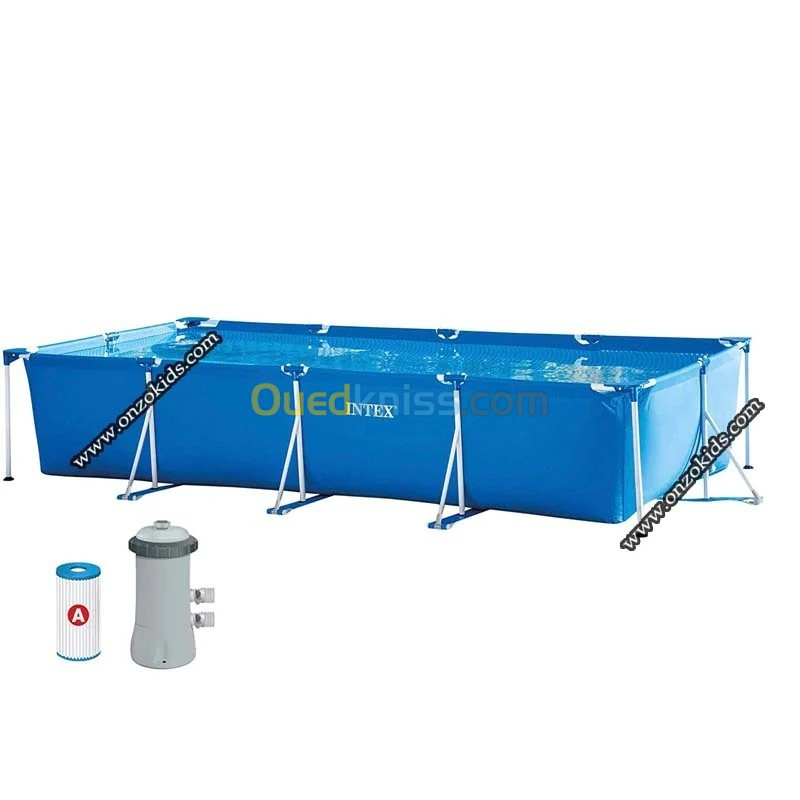 Piscine Metal frame rectangulaire tubulaire 450x 220x 84cm avec pompe de filtration  Intex