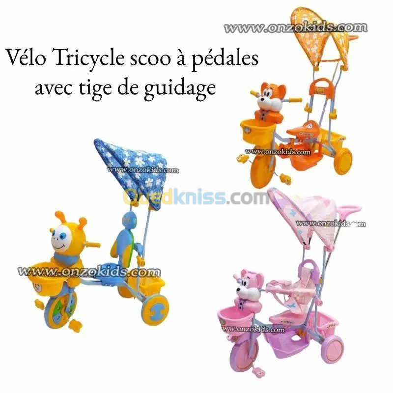 Vélo Tricycle scooter à pédales avec tige de guidage