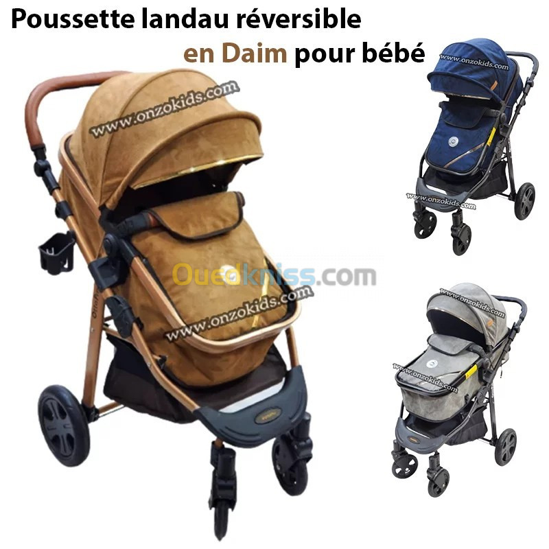 Poussette landau réversible en Daim pour bébé - Otto Plus