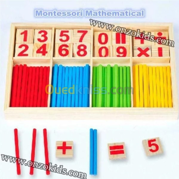 Jouet éducatif Jeu de bâtons de mathématiques en bois Montessori