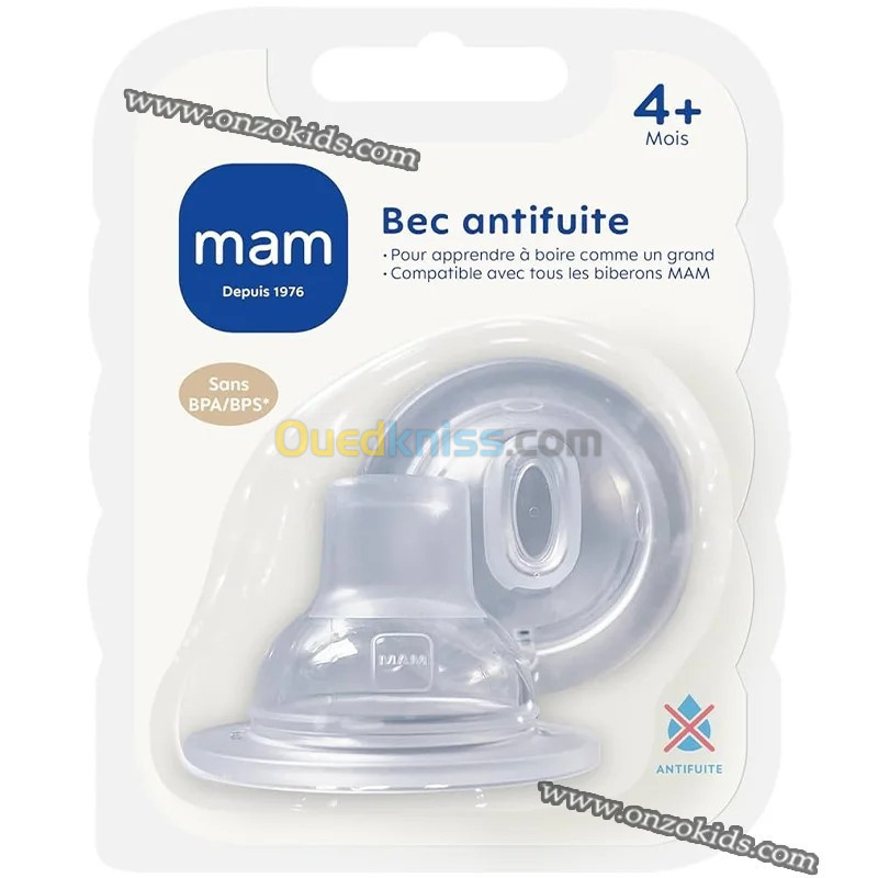 Lot de 2 tétine bec antifuite 4m+ -Mam