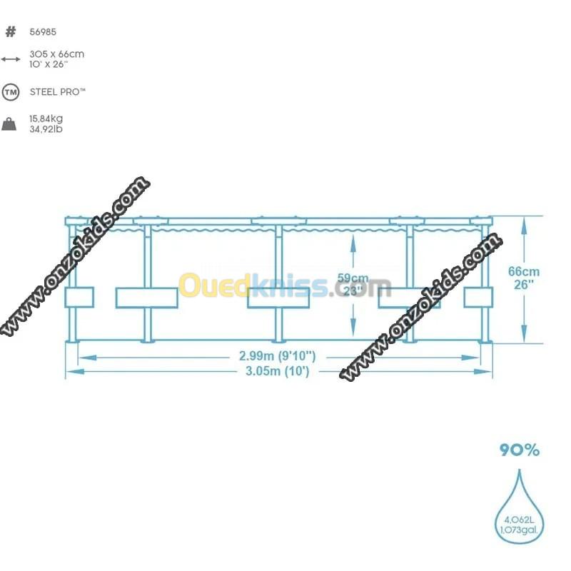 Piscine hors sol Steel Pr ronde 305 x 66 cm - Bestway