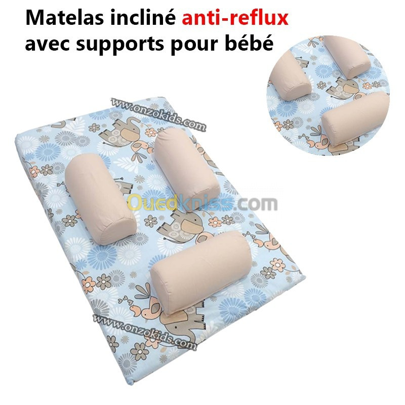 Matelas incliné anti-reflux avec supports pour bébé