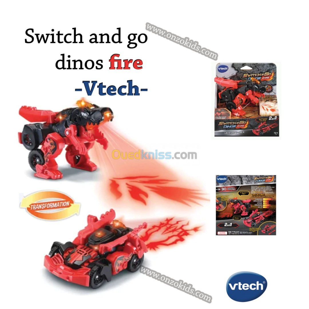 VTech - Jouet voiture et dinosaure - Switch & Go Dinos Fire