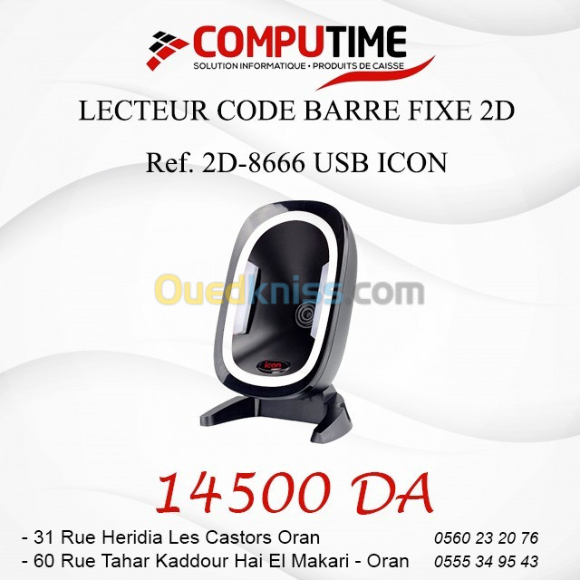 Lecteur code barre fixe 2D Ref. 2D-8666 USB ICON