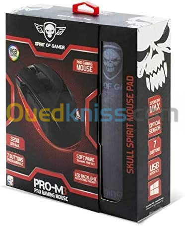 SOURIS USB SPIRIT OF GAMER PRO-M3 + TAPIS RGB