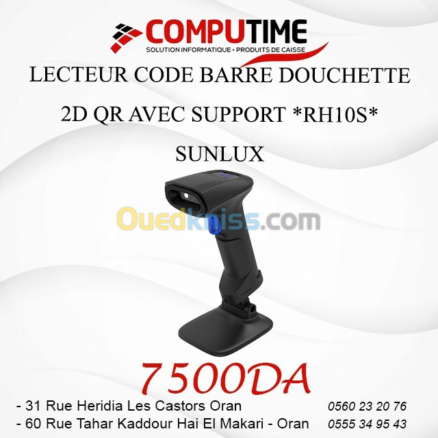 Lecteur code barre douchette *avec support* 2D QR *RH10S* SUNLUX