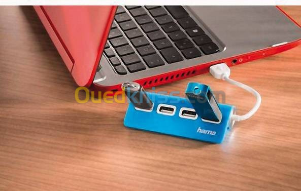 Hub USB 4 ports Hama USB 2.0 480 Mbit/s BLEU 