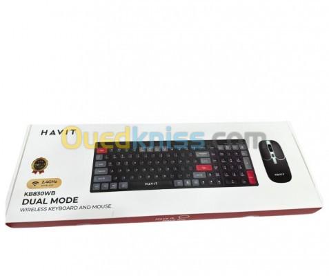 CLAVIER + SOURIS SANS FIL HAVIT KB830 WB