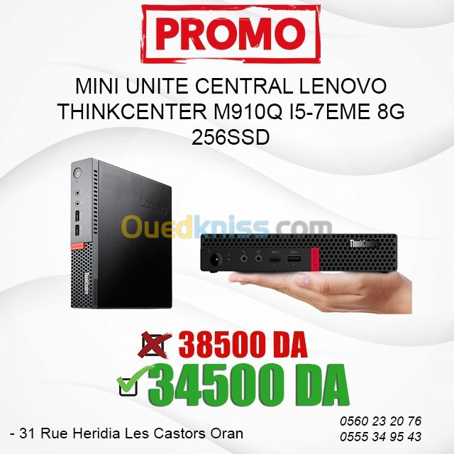 MINI UNITE CENTRAL LENOVO THINKCENTER M910Q I5 7EME/8GO/256SSD