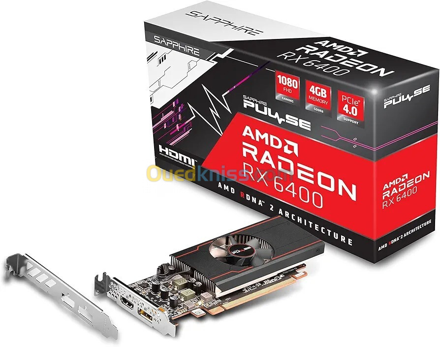 Sapphire Pulse AMD Radeon RX 6400 4GDDR6 Low Profile (Neuf Jamais Utilisé)