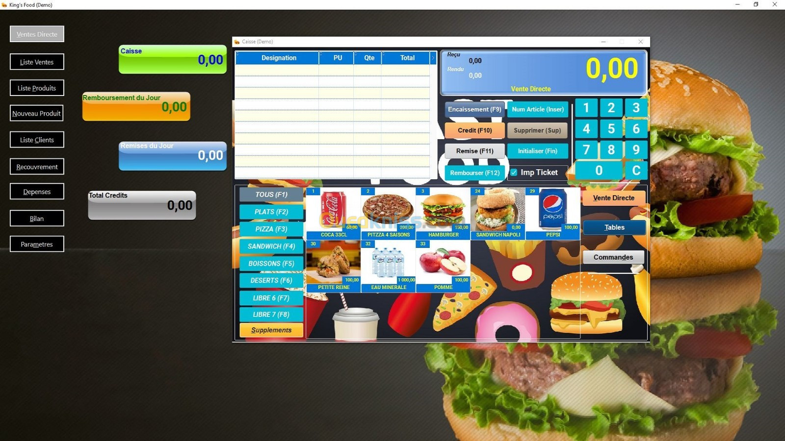 Logiciel pour QUICK FOOD FAST FOOD et RESTAURANT