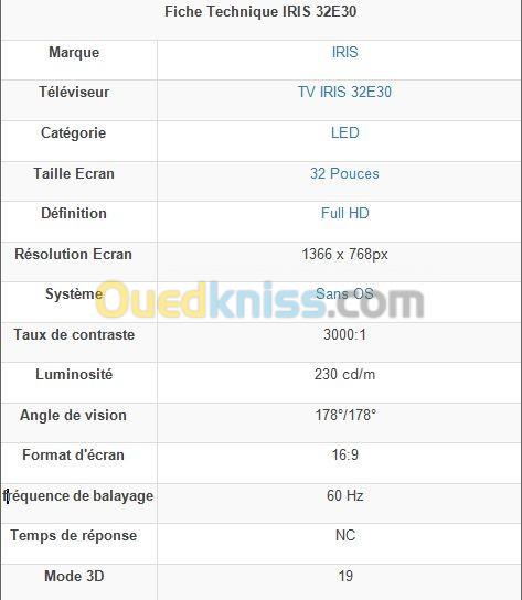 TV IRIS 32 C3020 SMART TV 32POUCES HD