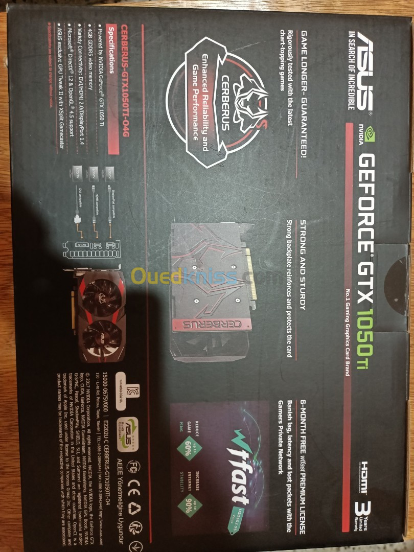 GEFORCE GTX 1050 Ti, ASUS, 4GB GDDR5, ( 5 Cartes disponible )