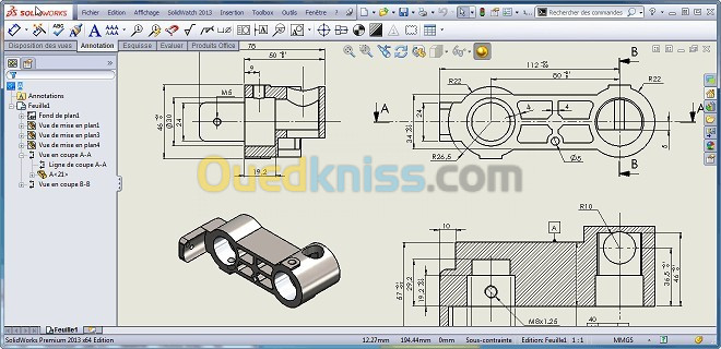 Conception dessin industriel fabrication mécanique plan 2D 3D Etude رسم صناعي ميكانيكي  Solidworks 