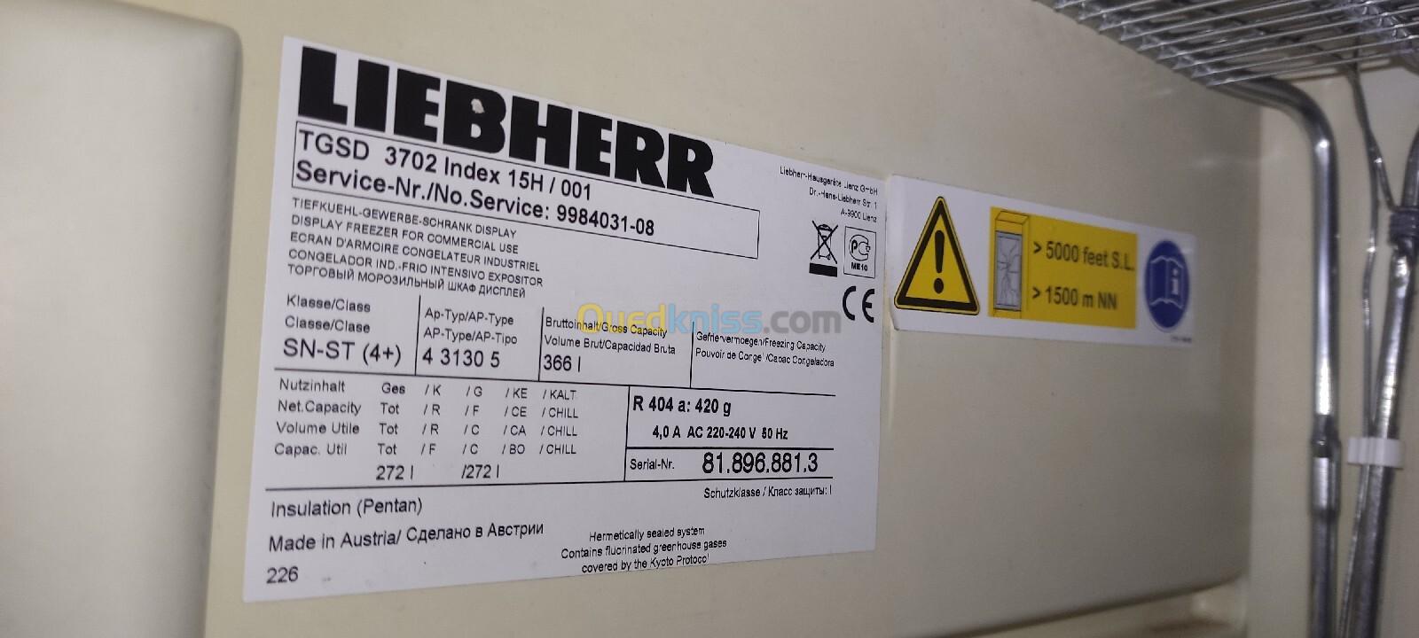 Congelateur Vertical Double Vitrage (Liebherr) -  Capacité 272L