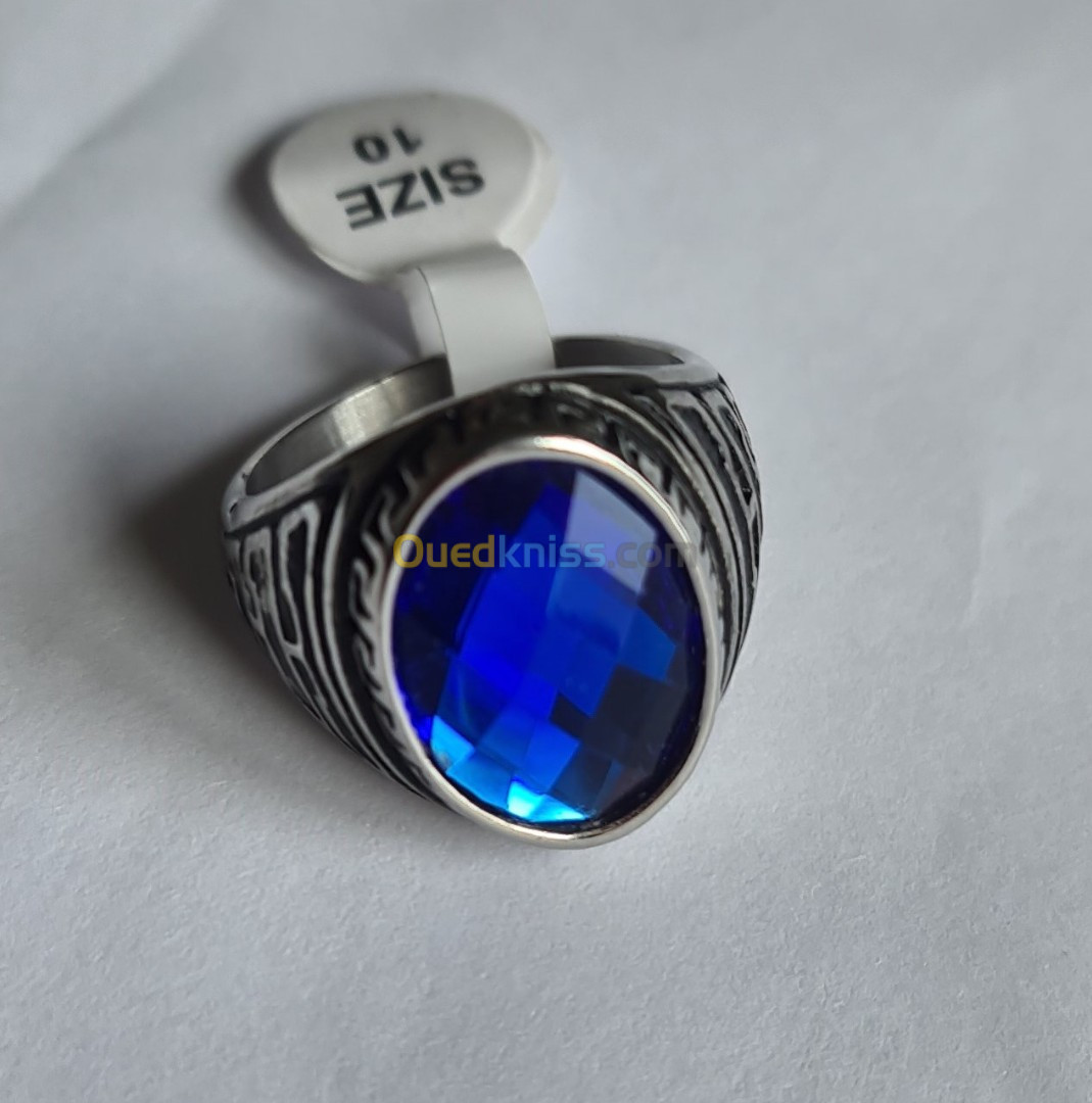 Bague Chevalière Crystal Saphir bleu