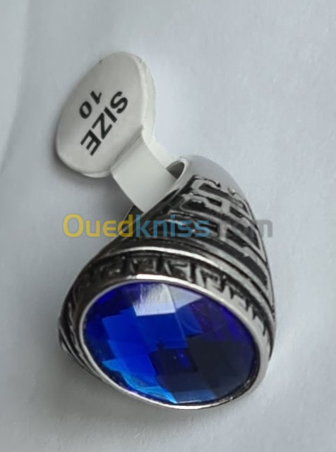 Bague Chevalière Crystal Saphir bleu