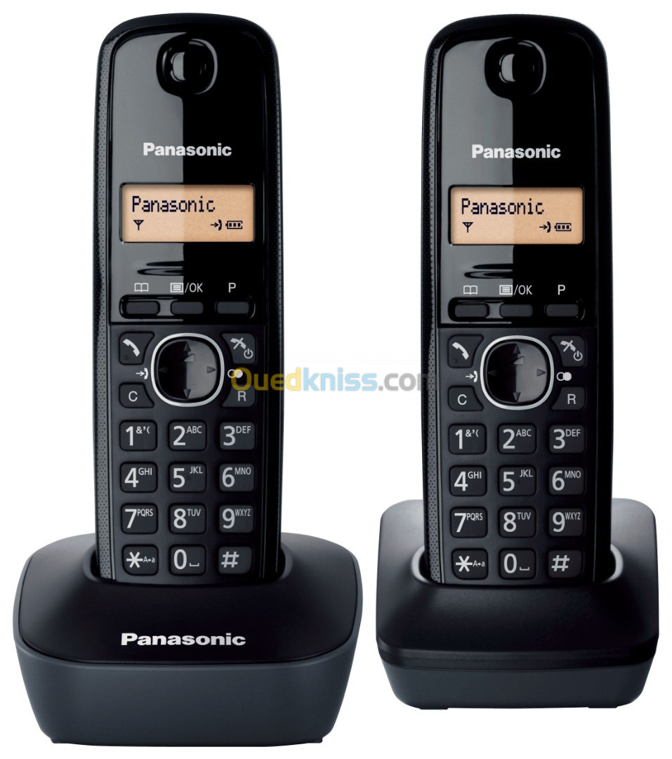 Panasonic KX TG1612 Noir Téléphone sans fil DECT avec deux combinés PANASONIC