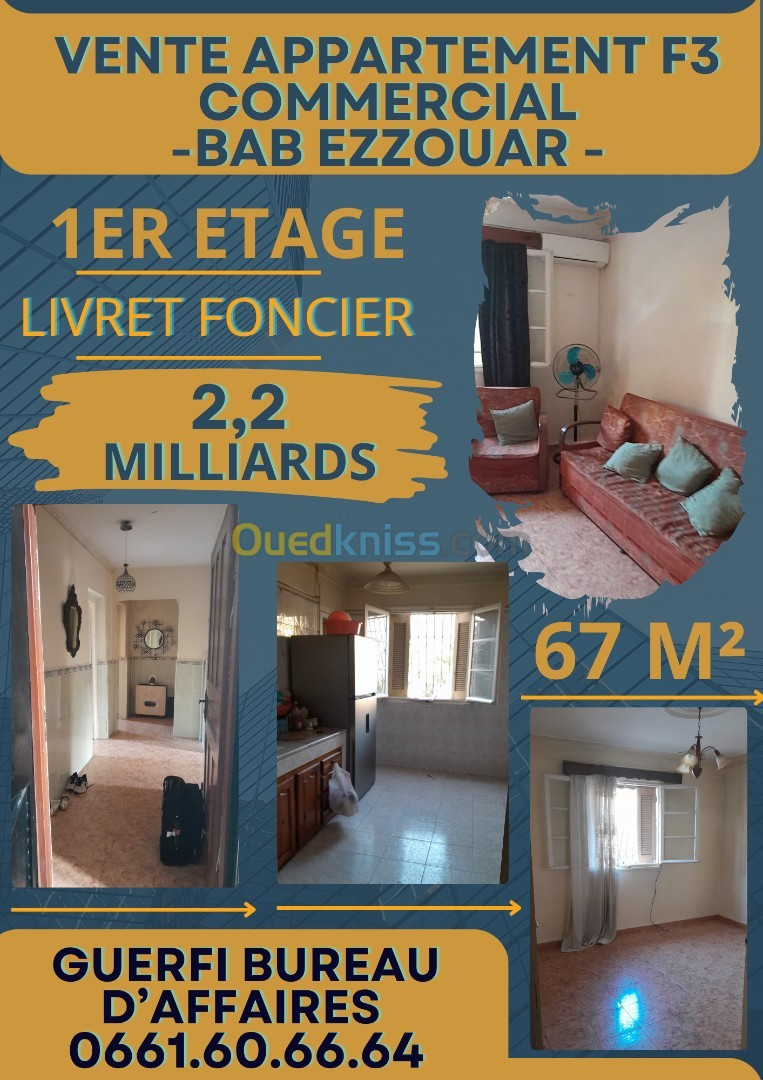 Vente Appartement F3 Alger Bab ezzouar