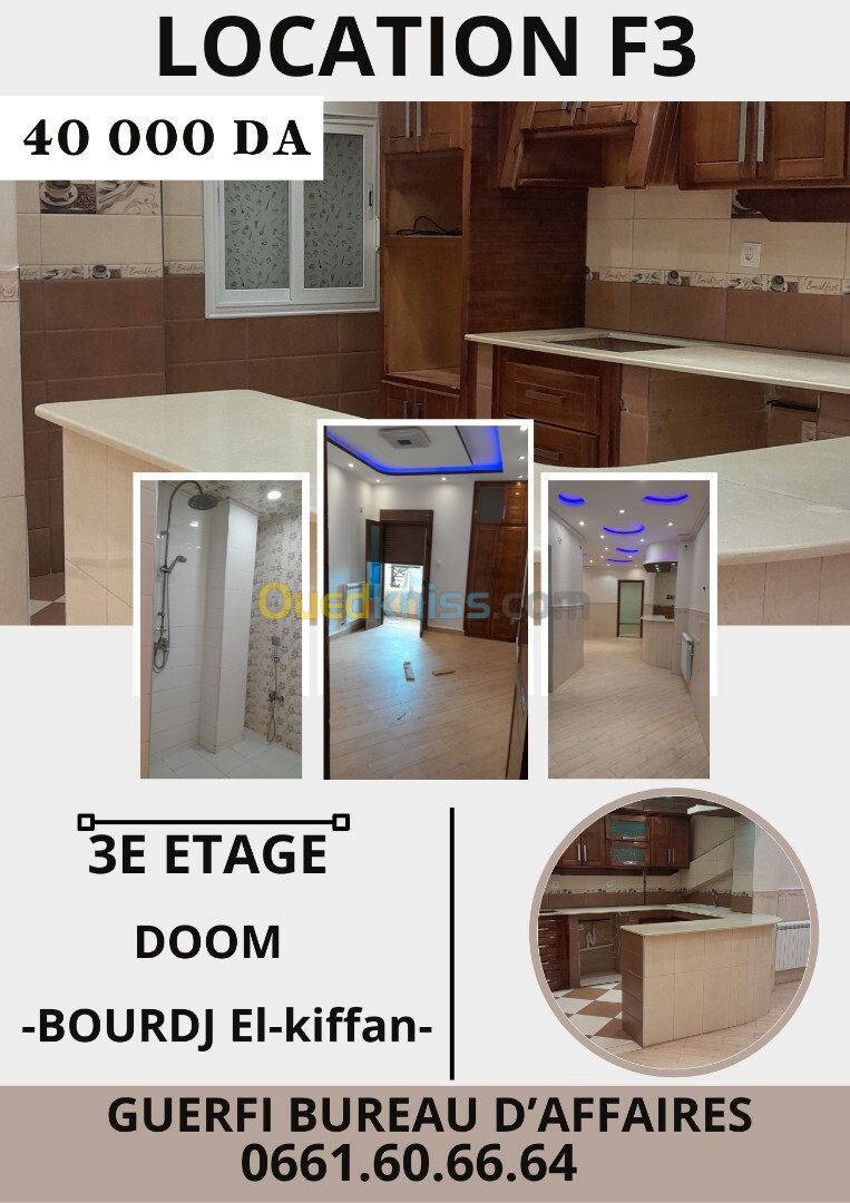 Location Appartement F3 Alger Bordj el kiffan