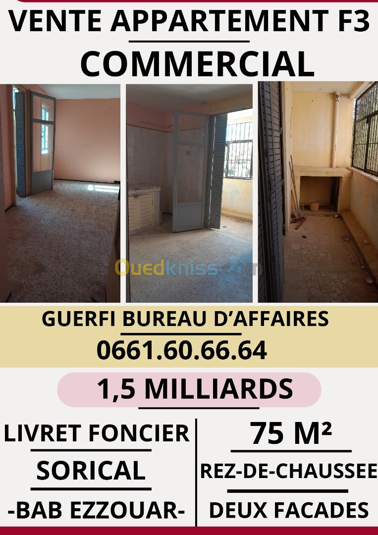 Vente Appartement F3 Alger Bab ezzouar