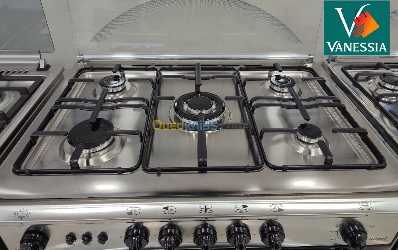 Cuisinière géant 5 feux inox avec ventilateur