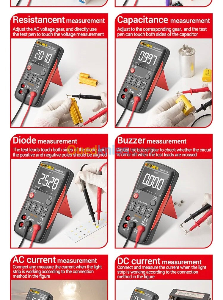 ANENG Q1 Multimètres Digital 9999 Analog Tester