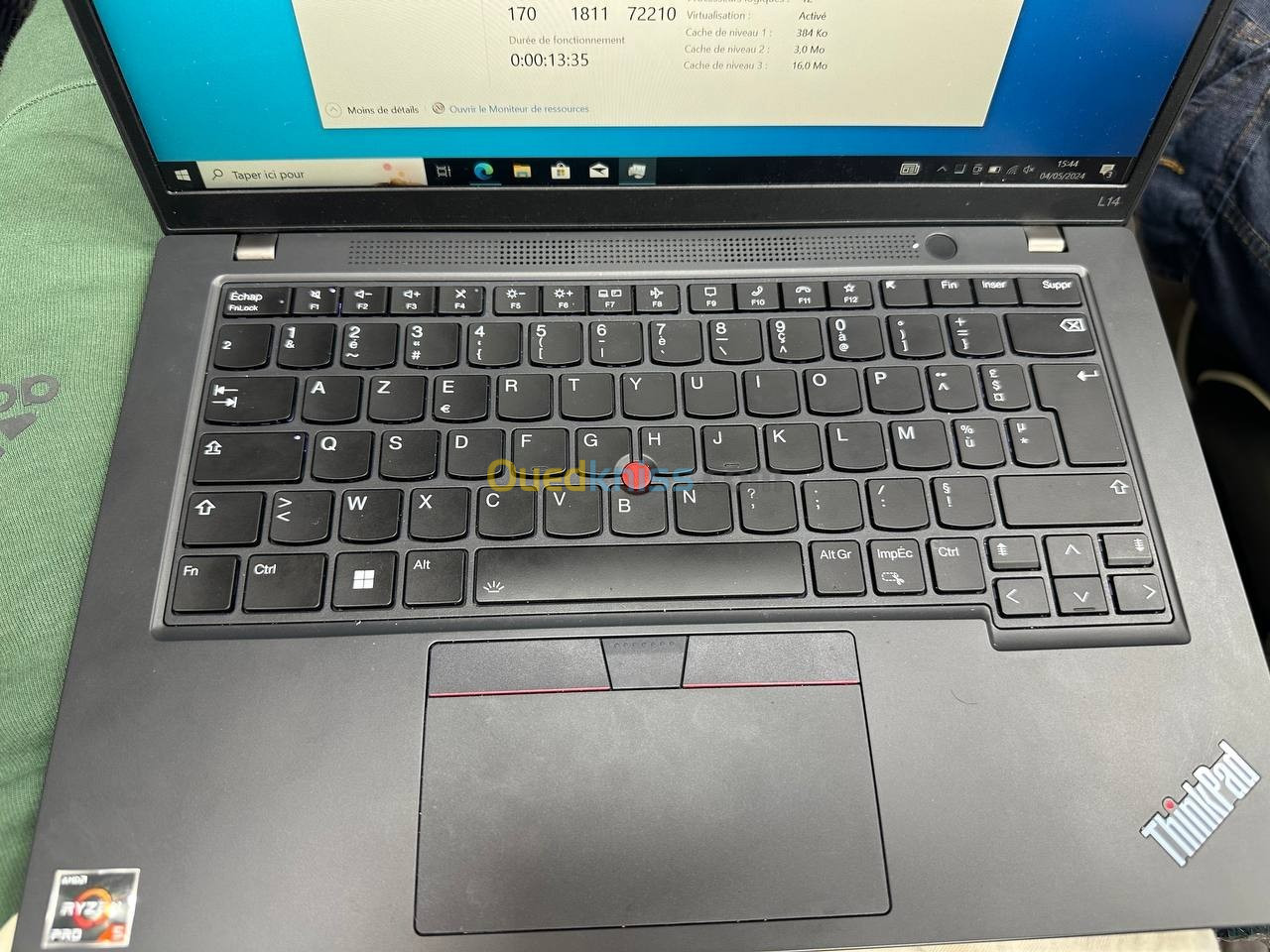 Thinkpad L14 GEN 4 2023 Ryzen 5 7530U 16GO 512NVME + CHARGEUR ORIGINAL