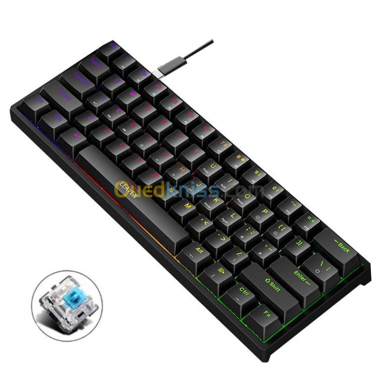 Mechanical Keyboard LEAVEN K620 Gaming 60% Wired RGB (Black)