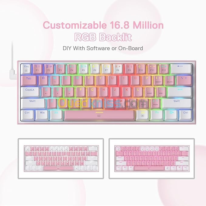 Mechanical Keyboard Redragon K617 Fizz 60% Wired RGB (Pink Edition)