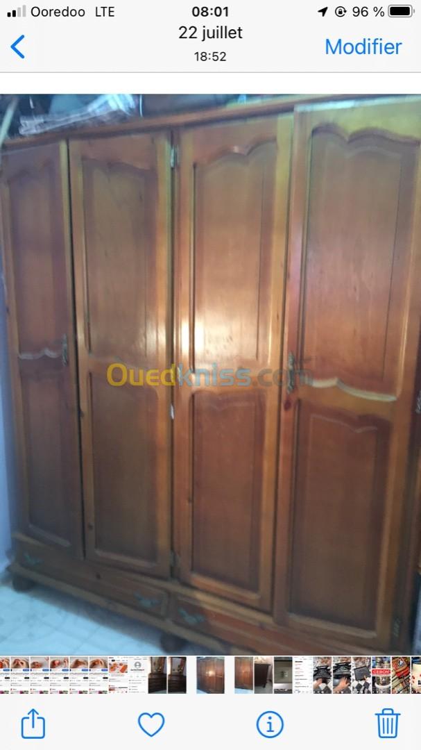 Vente armoire 4 portes et 2 tables de chevet