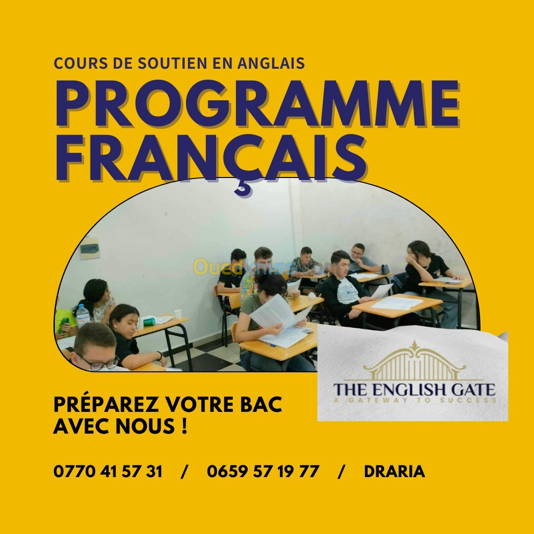 Cours de Soutien en Anglais  Programme Français