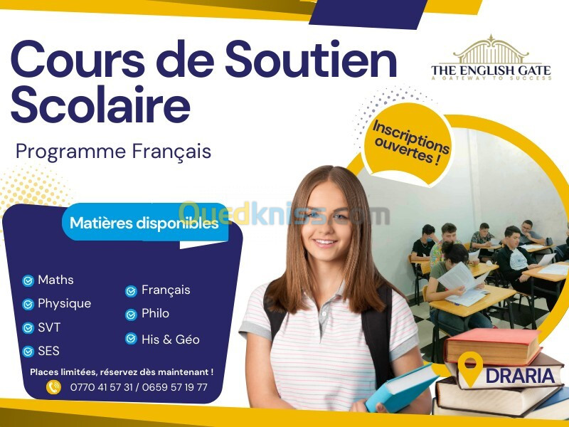 Cours de Soutien Scolaire (Programme Français) 