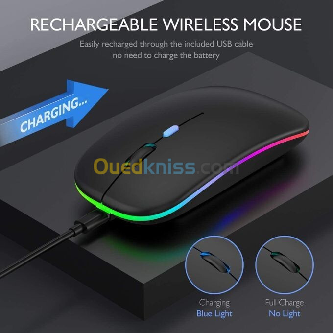 Souris Sans Fil Rechargeable LED W10 (H.C)