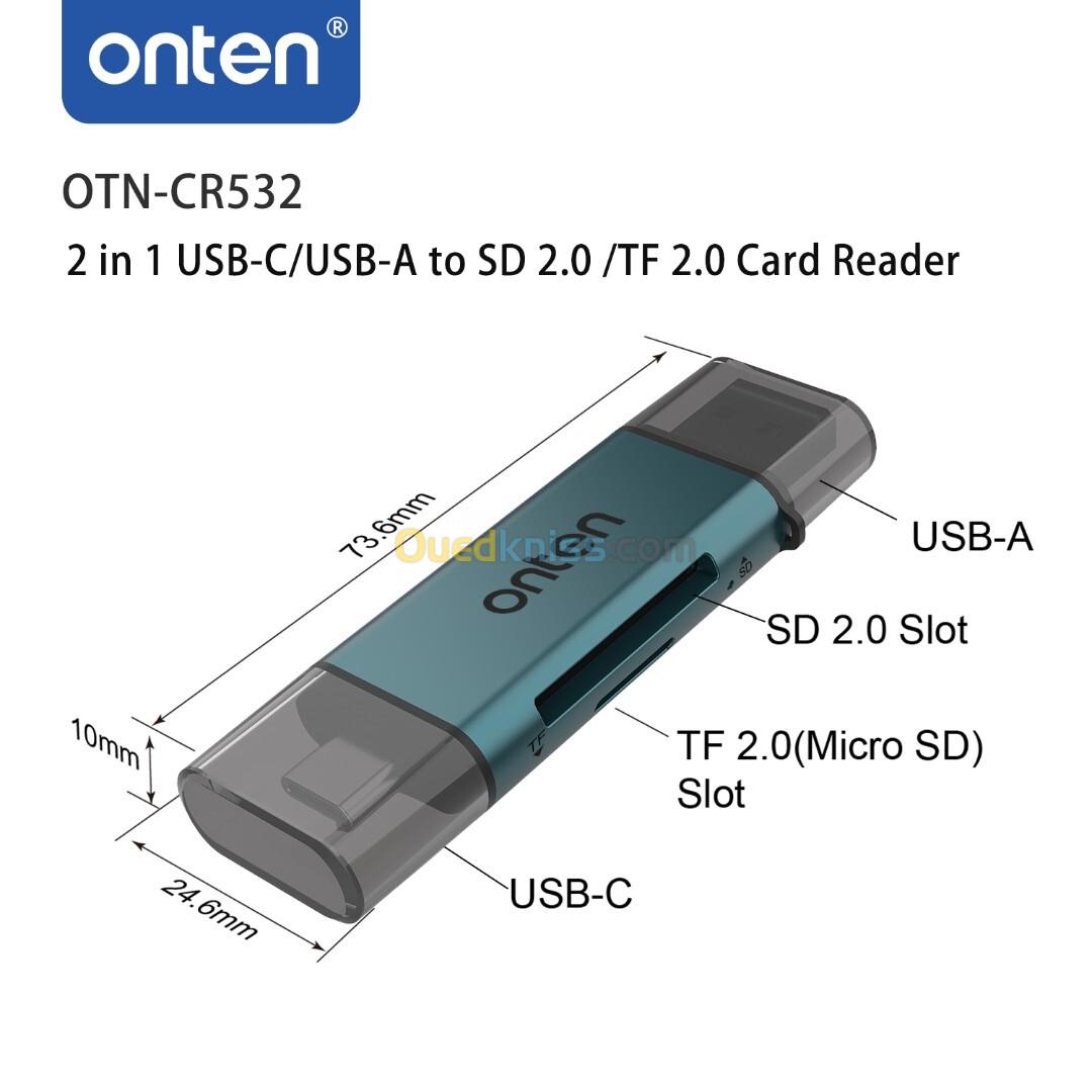 Lecteur de Cartes SD 2.0 / TF 2.0 USB Type-A/C (2in1)