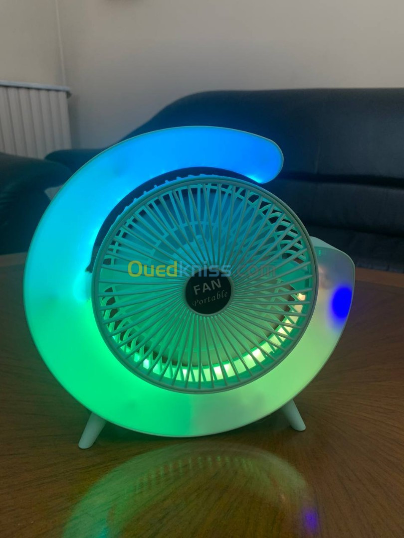 Ventilateur de table portable avec lampe G décorative à LED USB