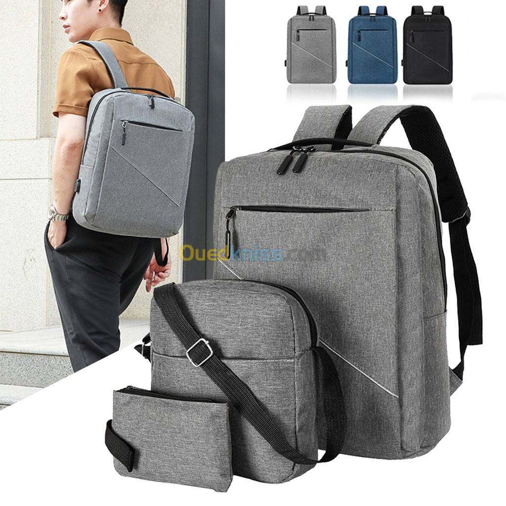 Sac à Dos Multifonctionnel 3Pcs Sortie USB Emplacement PC Portable