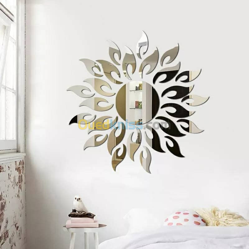 Autocollant Mural miroir acrylique 3D fleur de soleil