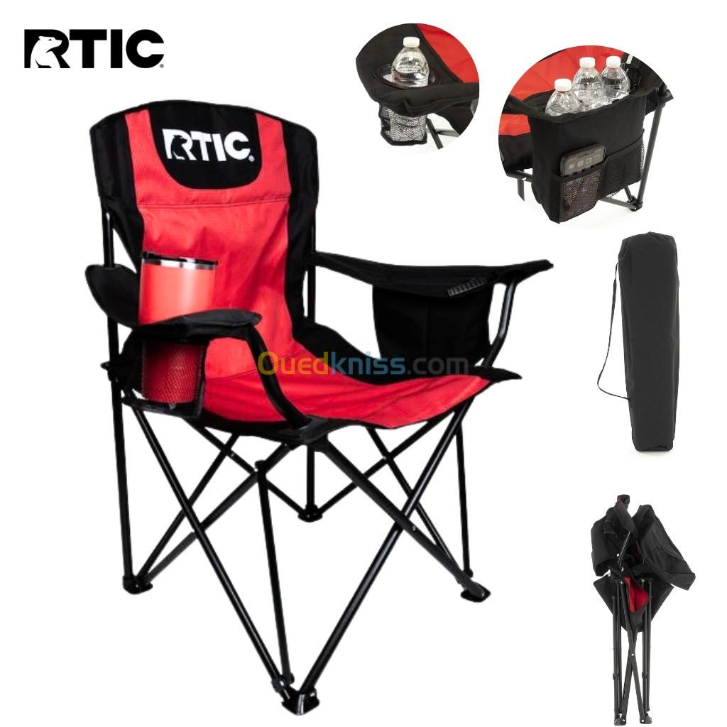 RTIC Chaise de camping pliante avec porte-boissons et sacs isoterme