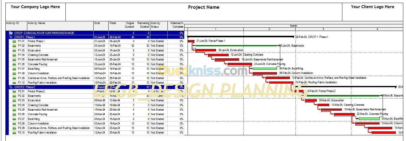 Plannings des projets / travaux et autres 