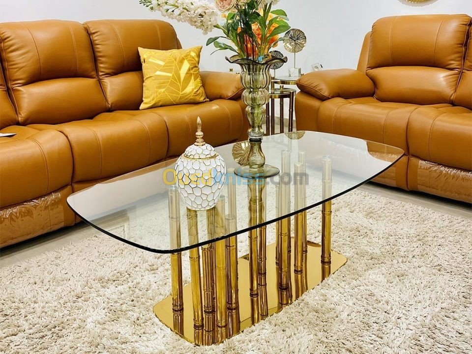 Table basse miroir en doré 130 cm produite importé Malaisie 