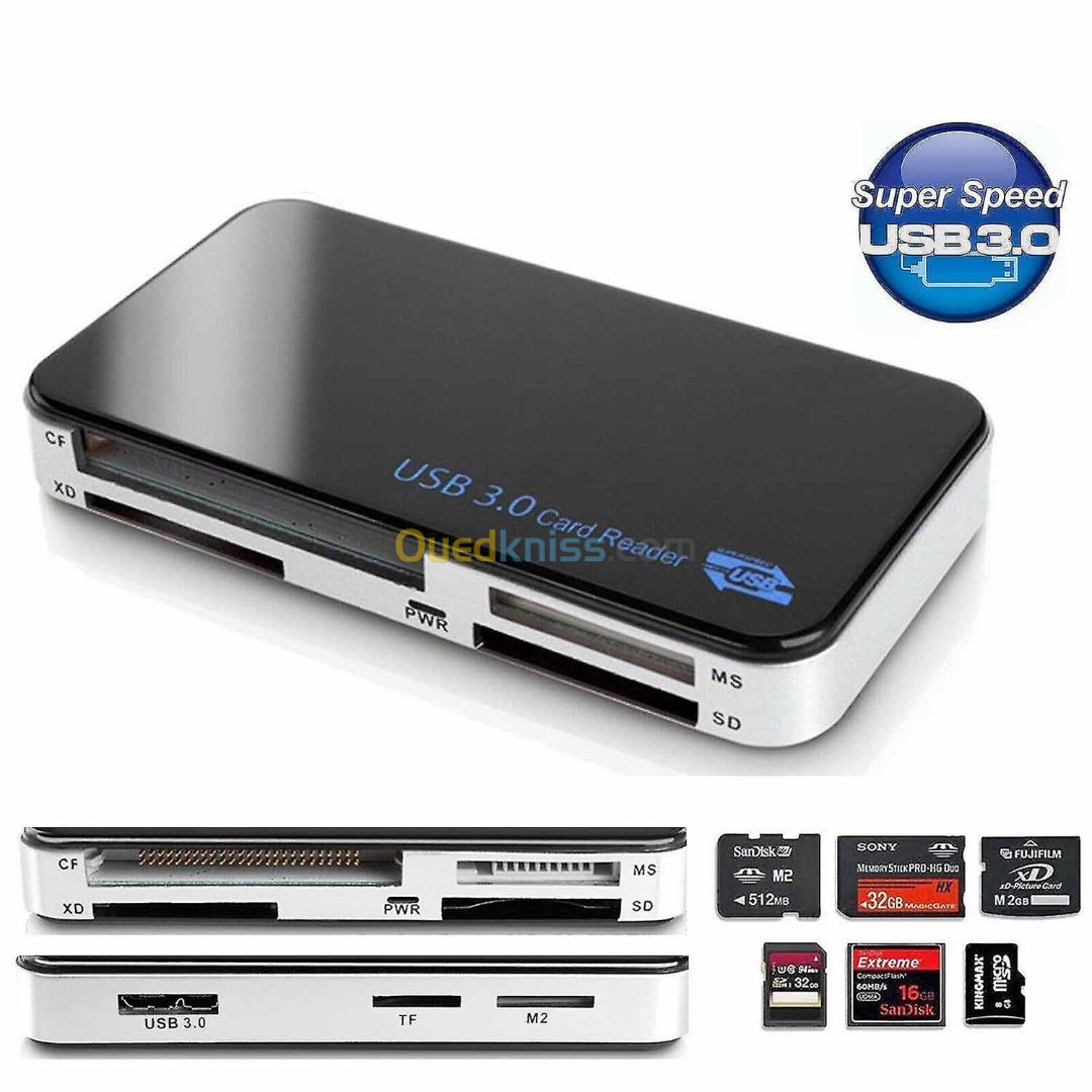 Lecteur de carte USB 3.0 Multi-carte Compact Flash CF TF SD Micro SD XD MS M2