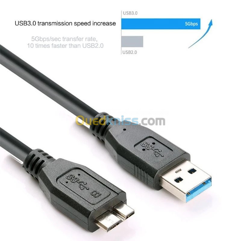 Cable Disque dur externe USB 3.0 Type-A vers Micro B 50cm - Alger Algeria