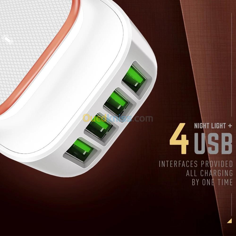 A4405 Chargeur Charge rapide 4 ports USB AUTO-ID 4.4A + Câble - Prix en  Algérie