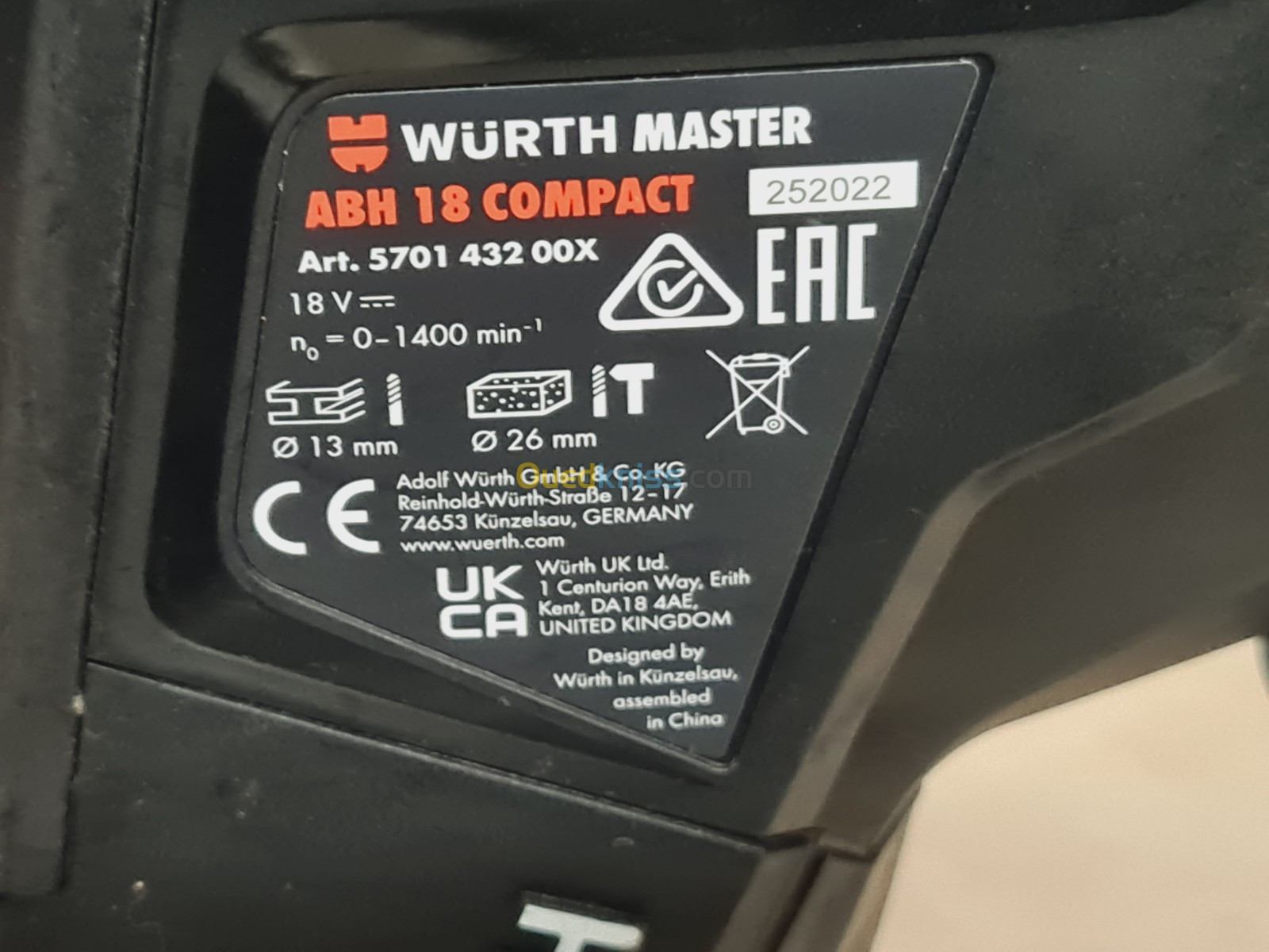 Kit WÜRTH avec 3 batteries visseuse ABS 18 COMPACT + perforateur ABH 18 COMPACT (BL-2022)